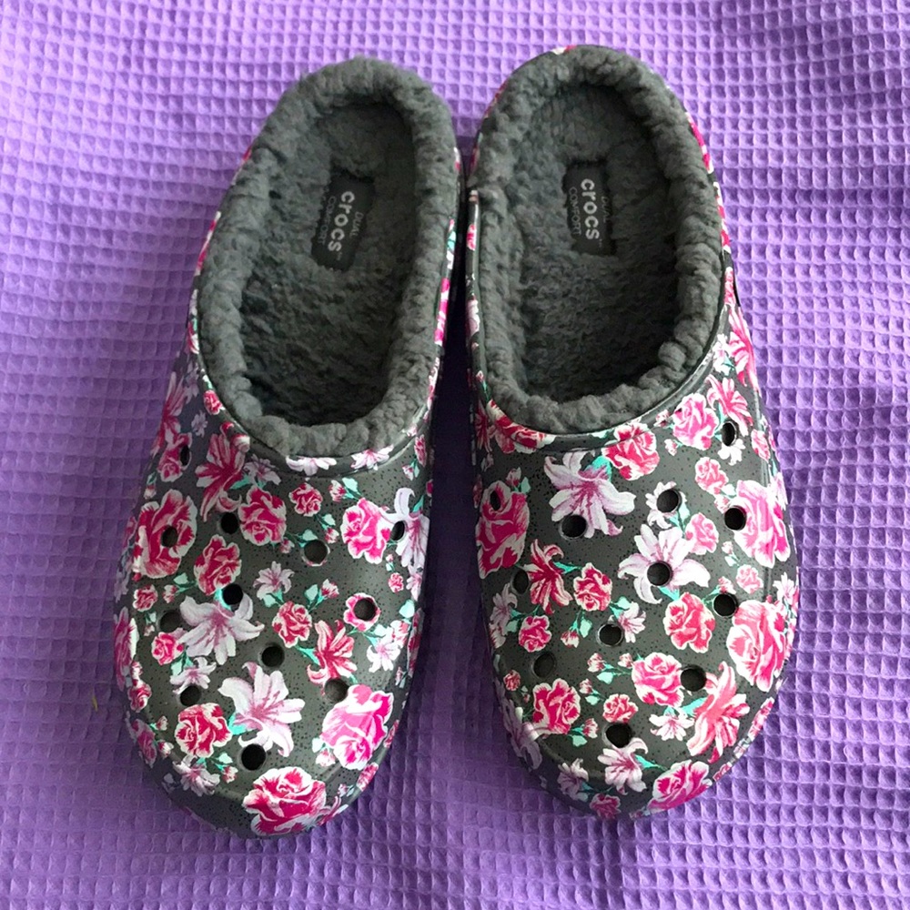 Crocs Freesail Graphic Lined Clogs | Multi Floral/Slate Grey | NWOT HTF | Size 8